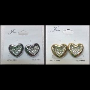 Gold or silver pairs of heart pierced earrings